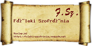 Füleki Szofrónia névjegykártya